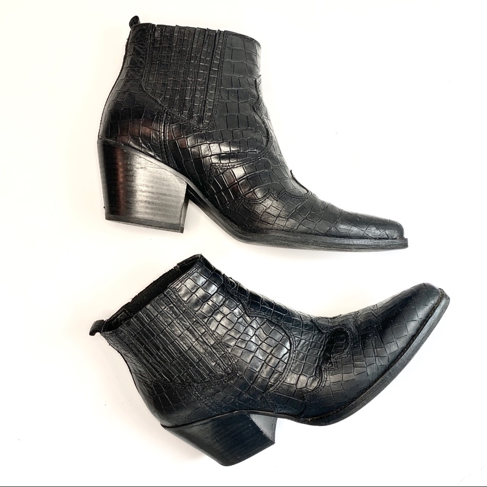 Sam Edelman Croco Western Style Ankle Bootie